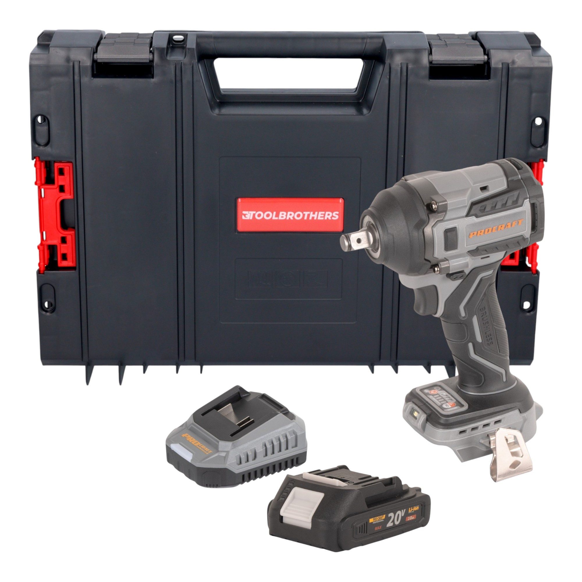 PROCRAFT industrial Akku-Schlagschrauber IW550Abb 20 V 550 Nm + 1x Akku 2,0Ah + Ladegerät + RHINO Toolcase