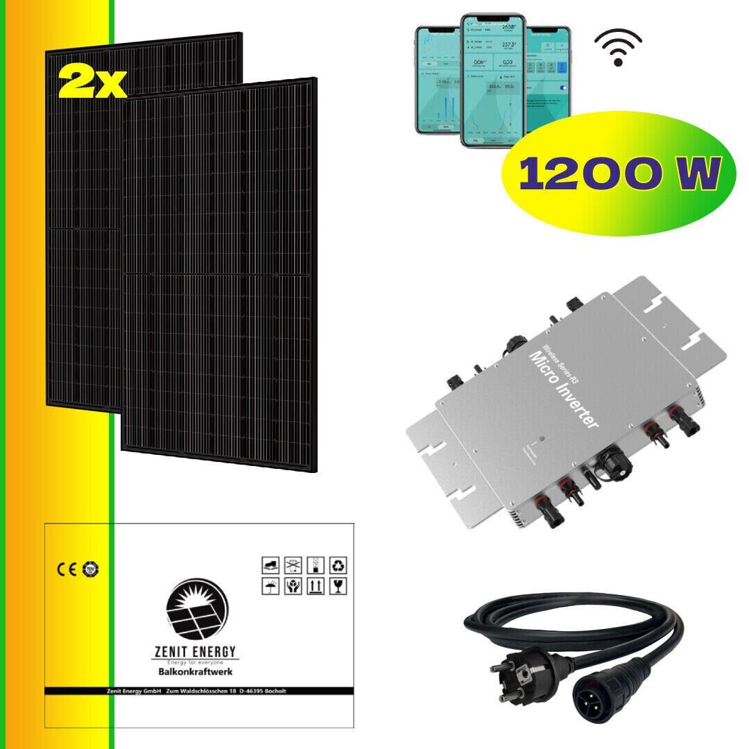 Zenit Energy GmbH Solaranlage Balkonkraftwerk 840W / 1200W Photovoltaik Steckerfertig WIFI Smart, (Komplett-Set)