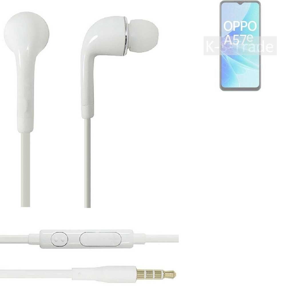 K-S-Trade für Oppo A57e In-Ear-Kopfhörer (Kopfhörer Headset mit Mikrofon u Lautstärkeregler weiß 3,5mm)