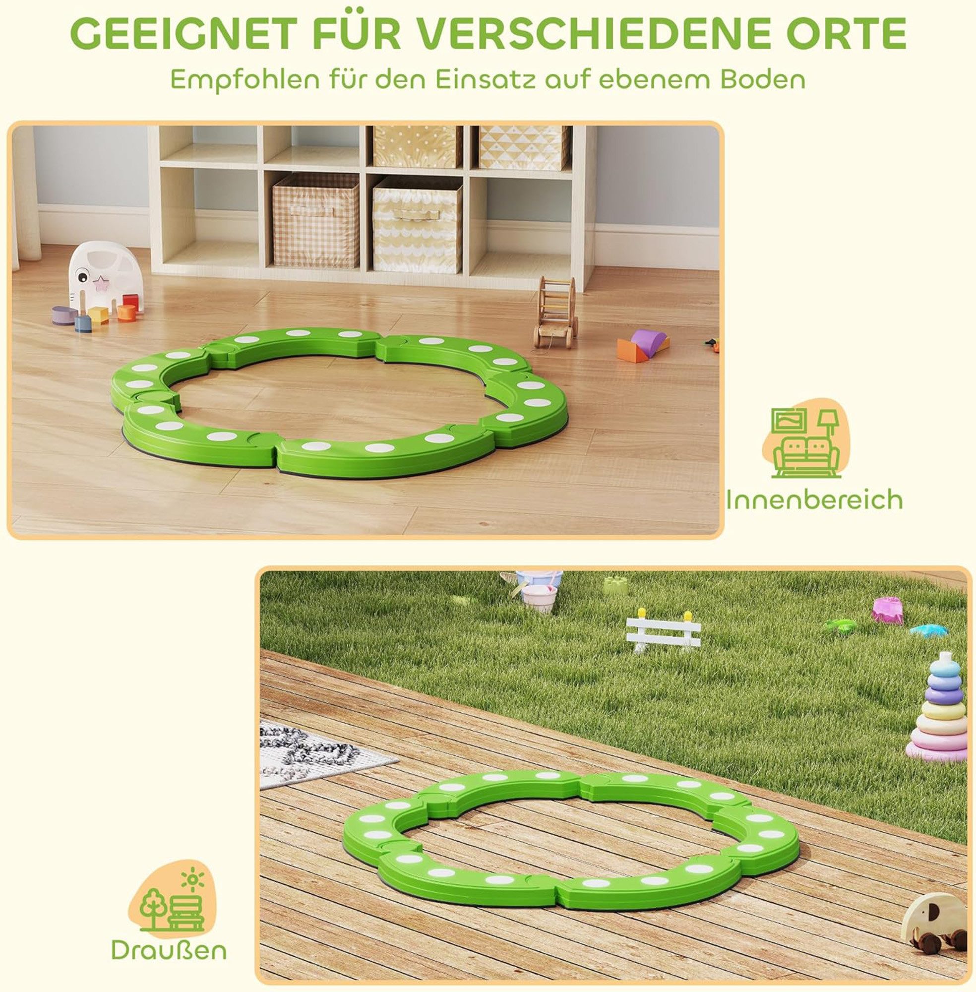 ibettertec Balance Board Ständer Balancierbalken, Schwebebalken, 6 Teile, Balanciersteine, (bis 48 Zoll, Spar-Set, 1-tlg., Balancierelemente, einzelnes Spielset ohne weiteres Zubehör, frei kombinierbar, sensorische Noppen, wetterfest für Innen & Außen)
