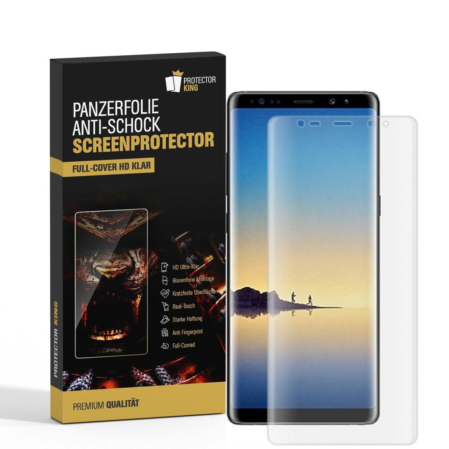 Protectorking Schutzfolie 1x Panzerfolie für Samsung Galaxy Note 8 FULL COVER Displaychutzfolie, (1-Stück), klar