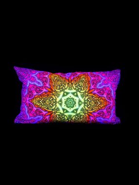 PSYWORK Dekokissen PSYWORK Schwarzlicht Kissen Neon "Shining Star", 30x50cm, UV-aktiv, leuchtet unter Schwarzlicht