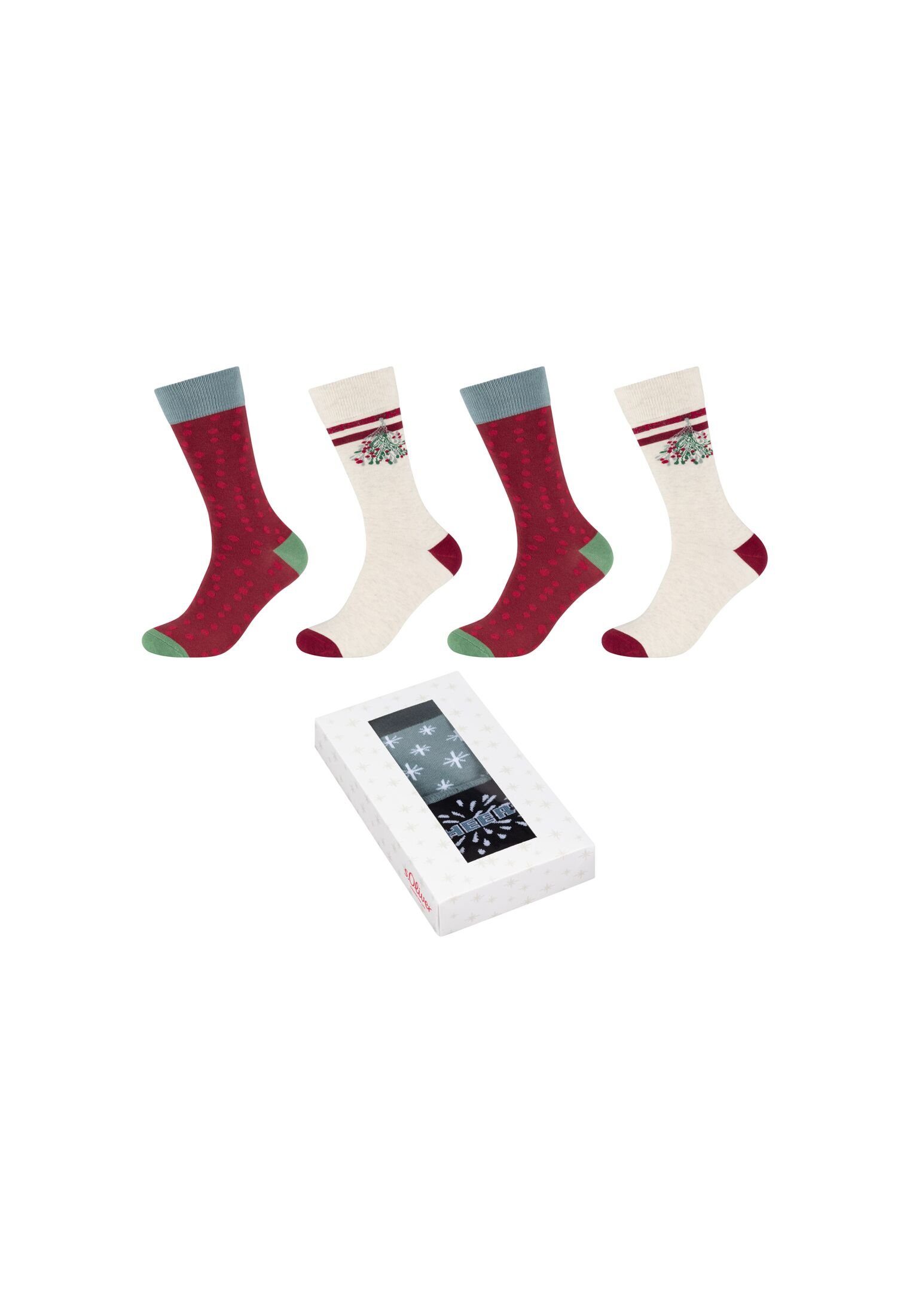 s.Oliver Socken Weihnachtssockenbox 4er Pack birch melange