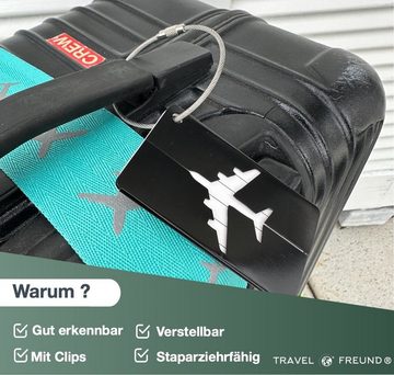 Travelfreund® Koffergurt 4er Kofferband & 4er Kofferanhänger Set farbig, (Packung, 4-tlg., Kofferband Set), Mit Kofferanhänger