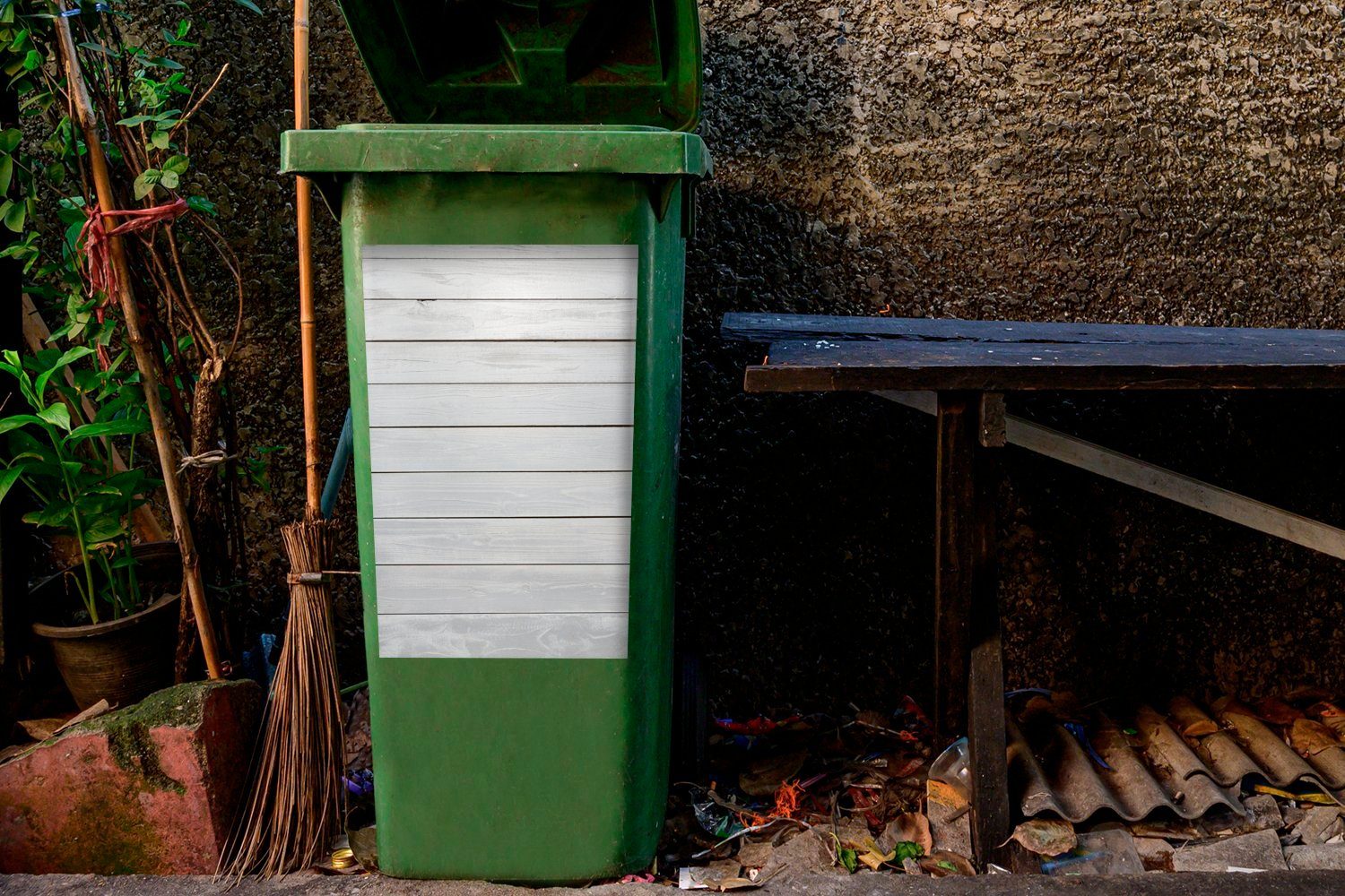 MuchoWow Wandsticker Hintergrund St), Mülltonne, Sticker, Container, Mülleimer-aufkleber, von (1 Abfalbehälter Whiteboards