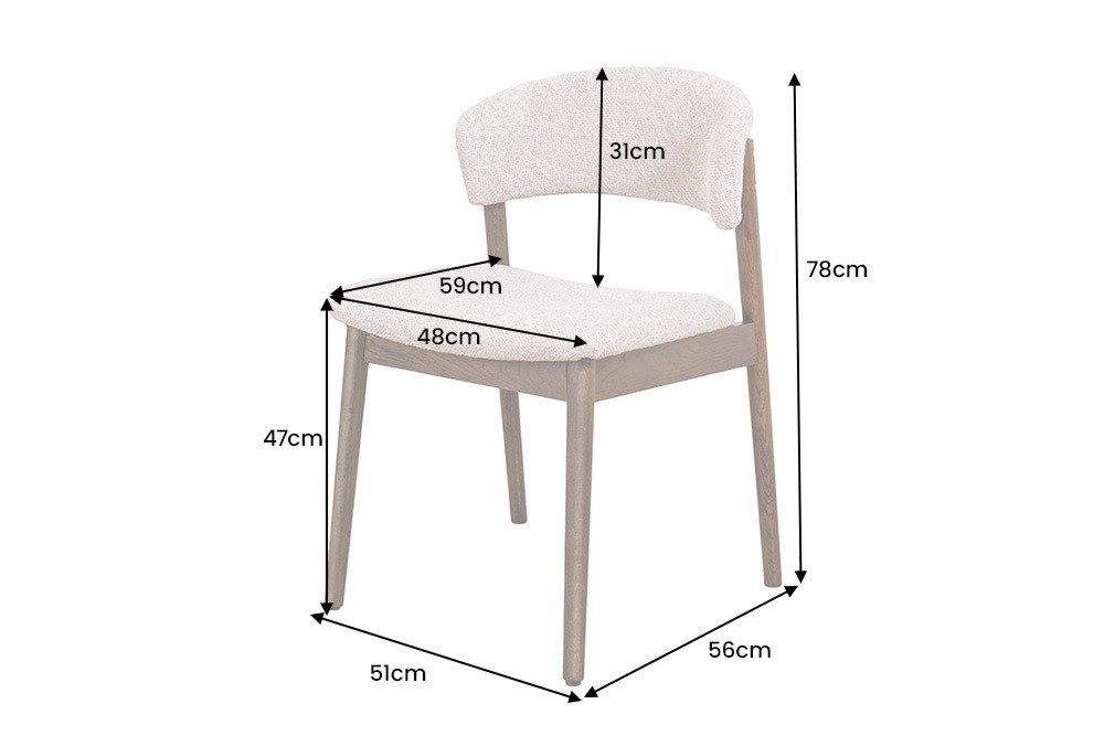 riess-ambiente Esszimmerstuhl VALHALLA WOOD braun/beige - Eiche-Massivholz, Strukturstoff, Retro (Einzelartikel, 1 St), Zeitloser Scandi-Sessel - ideal f. Wohn- – Bild 3 von 5