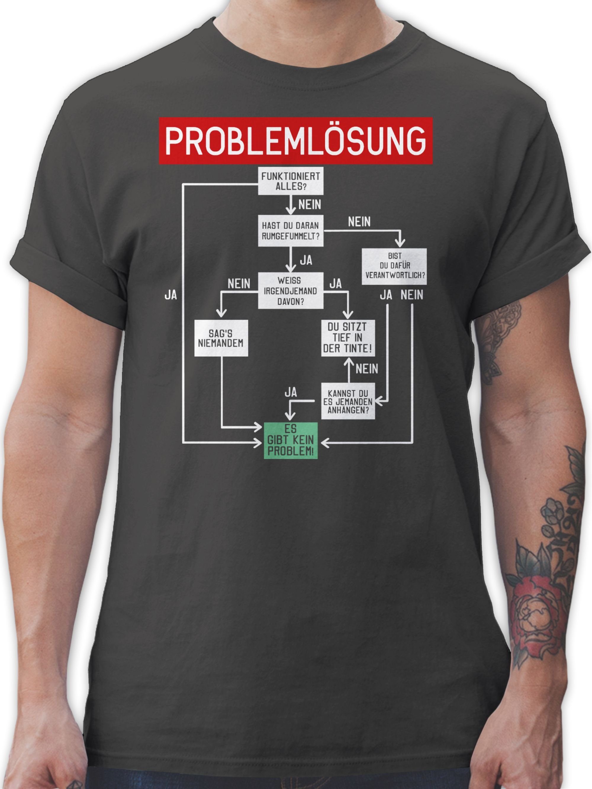 Shirtracer T-Shirt Problemlösung Sprüche Dunkelgrau Spruch mit 03 Statement