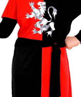 Karneval-Klamotten Ritter-Kostüm Kreuzritter Kinder rot schwarz mit Ritteraxt, Mittelalter Kinderkostüm für Karneval