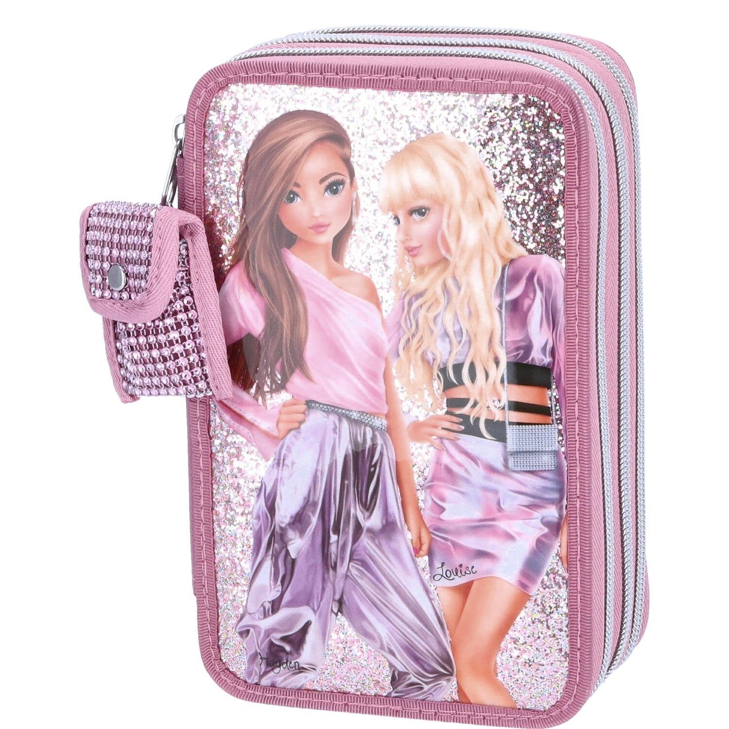 Depesche Federtasche Depesche 3-Fach Federtasche Glitzer TOPModel Glitter Queen Rosa