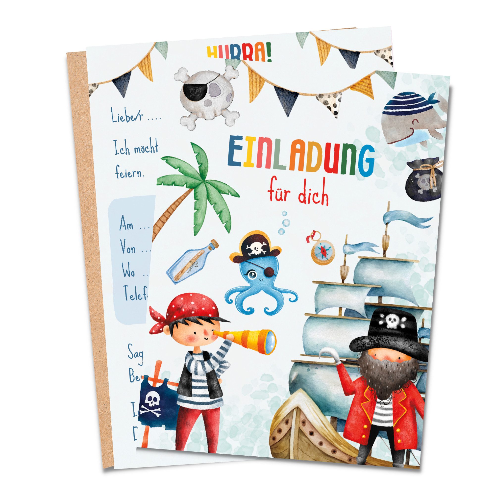 MeinBaby123® Пригласительные открытки Kindergeburtstag inkl. 10 Umschläge, Kindergeburtstag Jungs und Mädchen, Geburtstagseinladungen Kinder