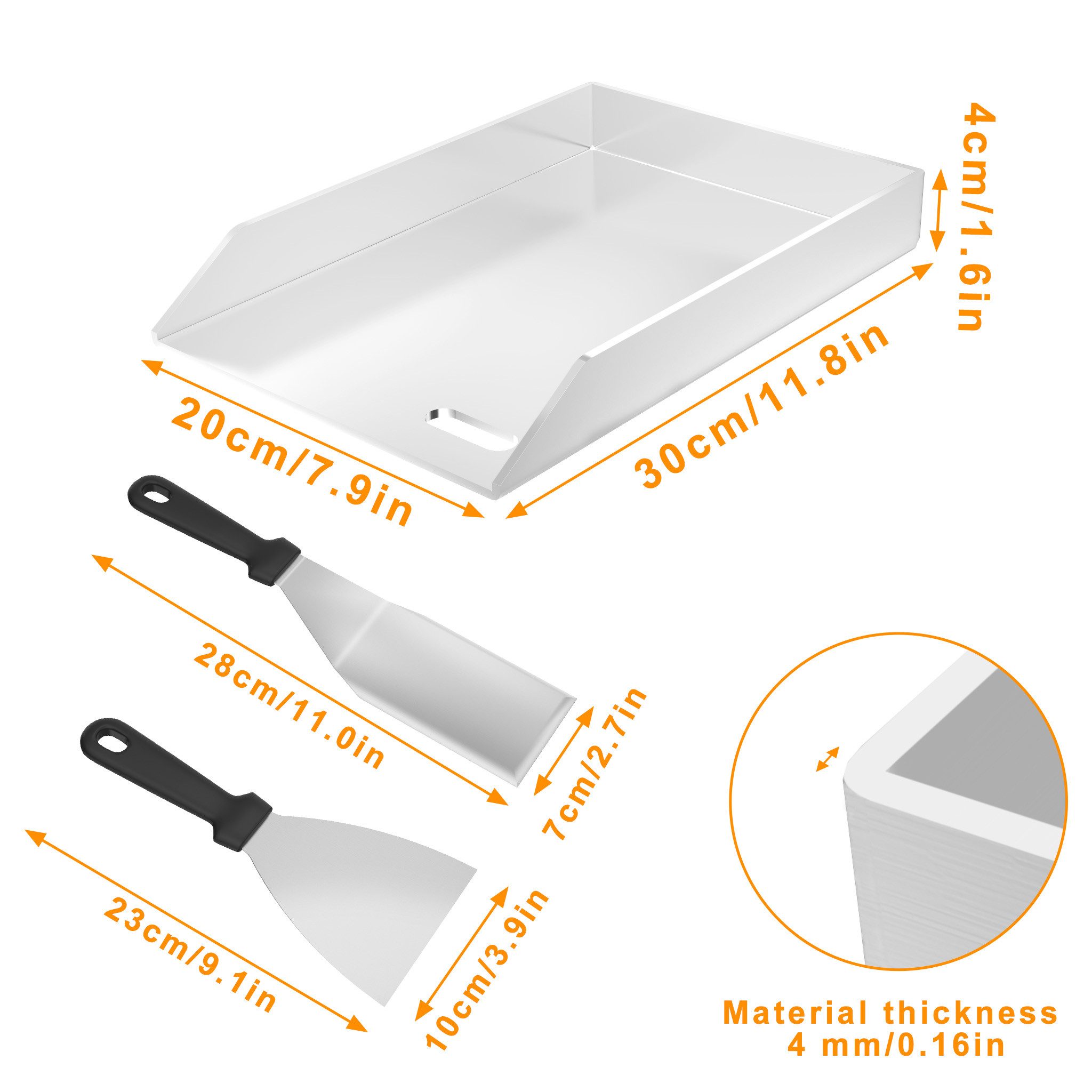 FIVMEN Grillplatte Edelstahl Grill Platte Set BBQ Plancha Gasgrills Universal Grillschale, für Gleichmäßige Hitzeverteilung Inbegriffen Grillspachtel – Bild 2 von 5