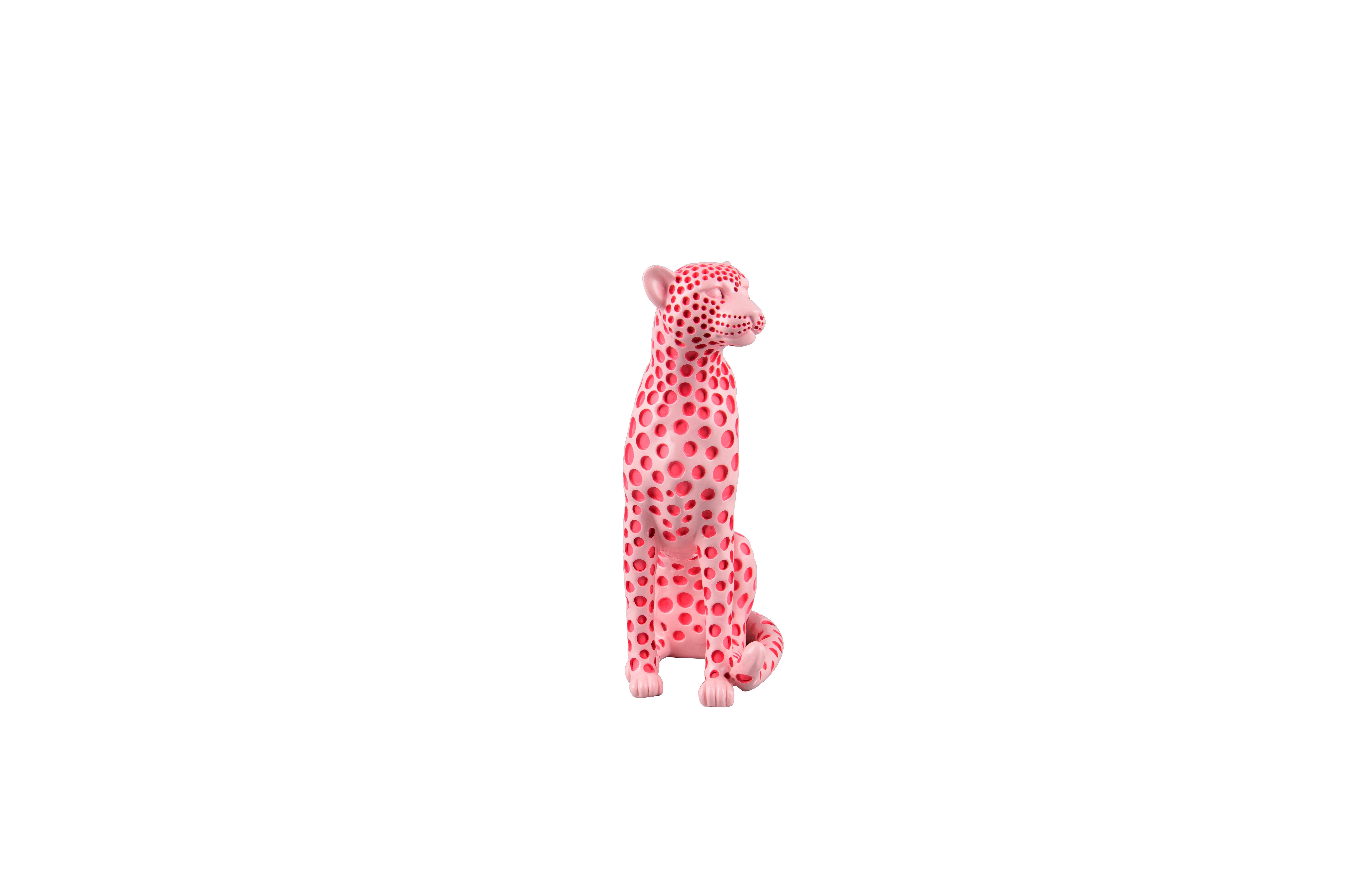 furnling Skulptur Pantera (1 St), Dekofigur in Leopardenform mit Punktemuster, Höhe 26 cm, rosa
