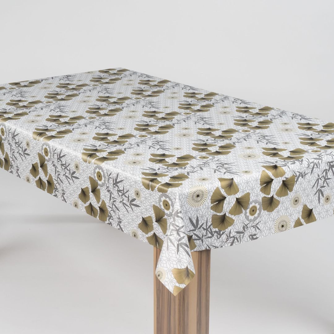 laro Tischdecke laro Wachstuch-Tischdecke Wachstischdecke Ginko Blätter Gold