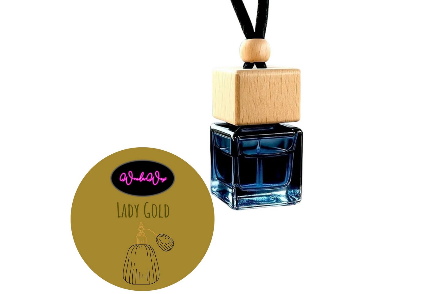 WonderWax Raumduft WonderWax® Auto Duft Quadrat Schwarz braun 8 ml, (Lady Gold), Duftrichtung: Lady Gold