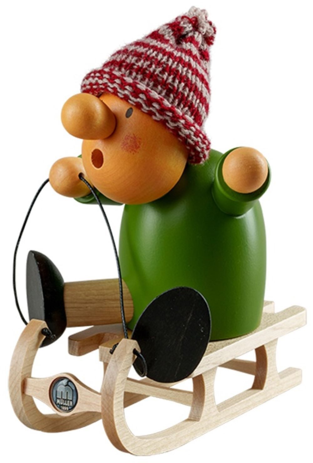 Müller Kleinkunst GmbH Seiffen Räuchermännchen Müllerchen -Rodler- Räuchermännchen mit der Knollennase