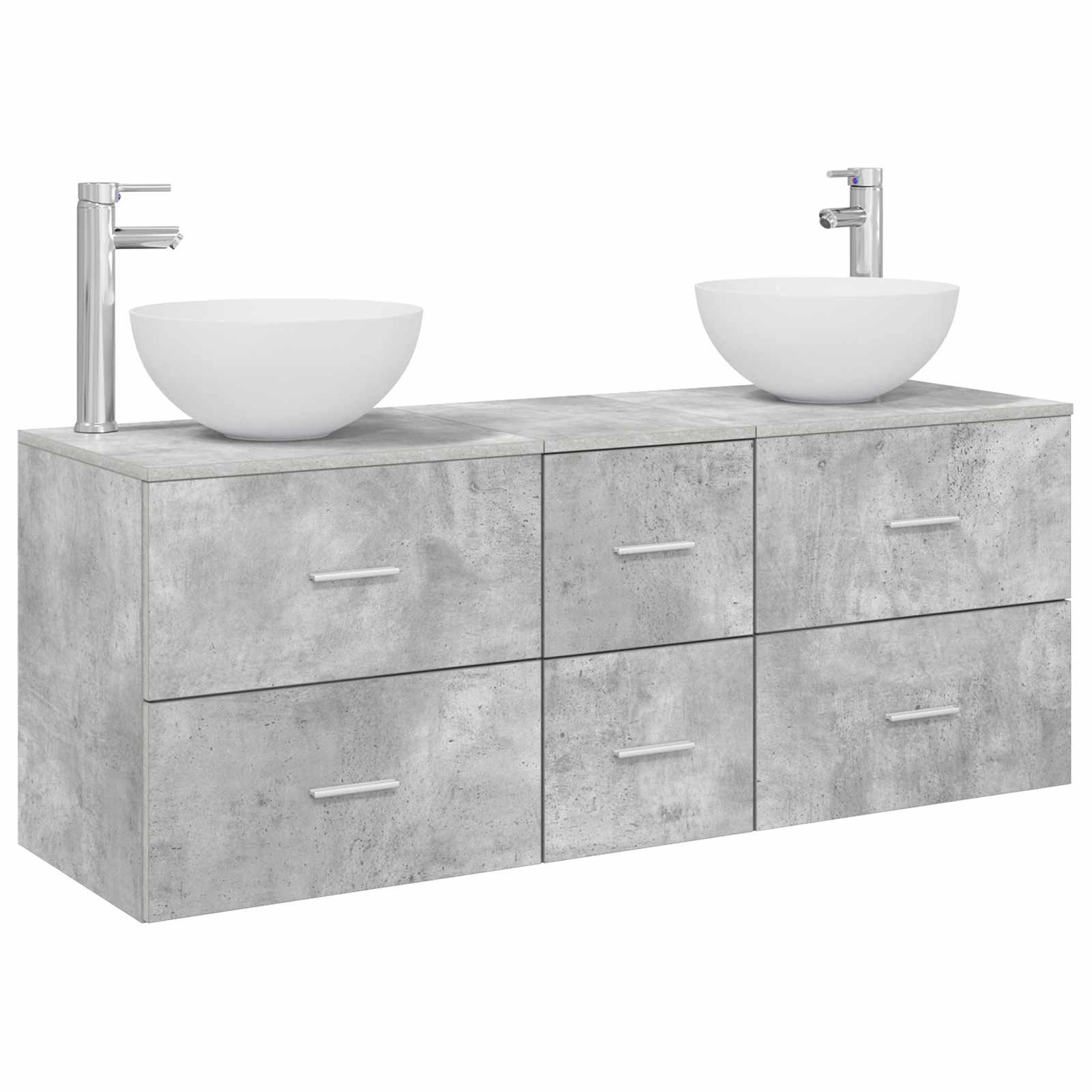 vidaXL Badezimmerspiegelschrank Badezimmerschrank-Set 3 stk. Betongrau 49,5 x 35 x 63 cm (3-St)