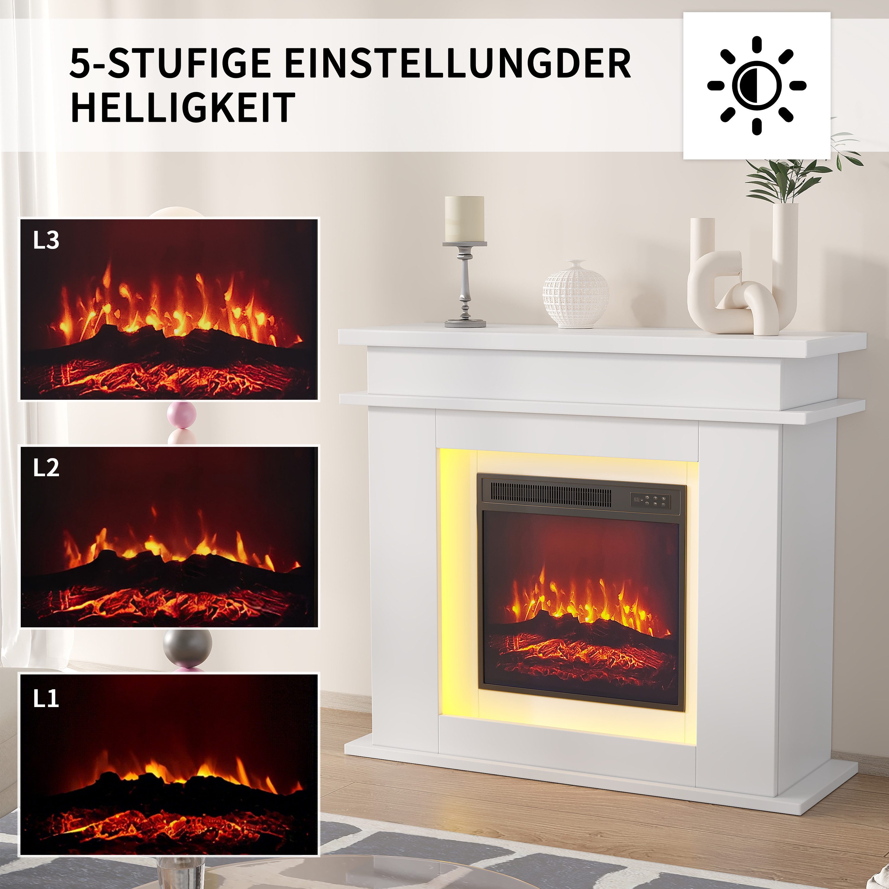 FUROKOY Kaminumbauschrank Kaminkonsole,Wandregal Kamingehäuse aus MDF (Holz günstig online kaufen
