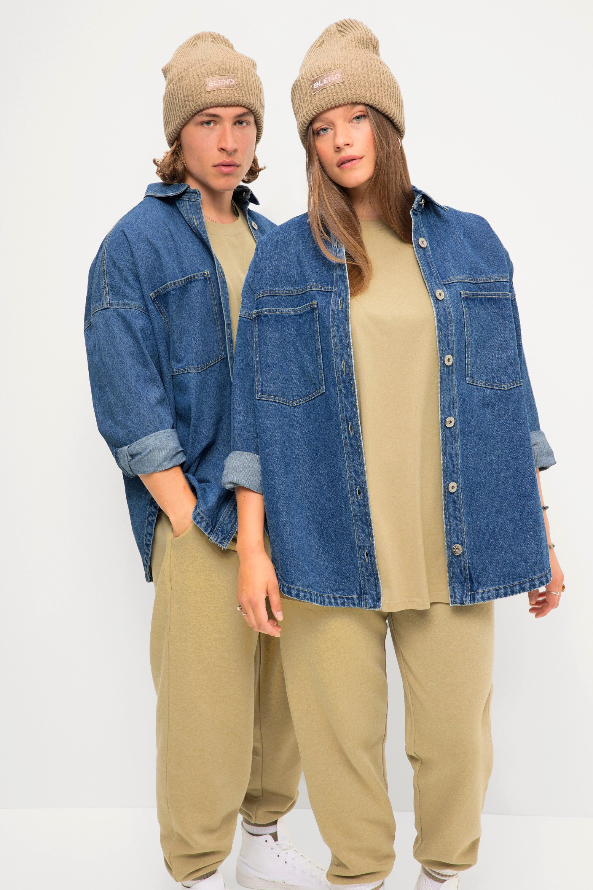 Studio Untold Hemdbluse Oversized-Jeanshemd Hemdkragen Langarm günstig online kaufen