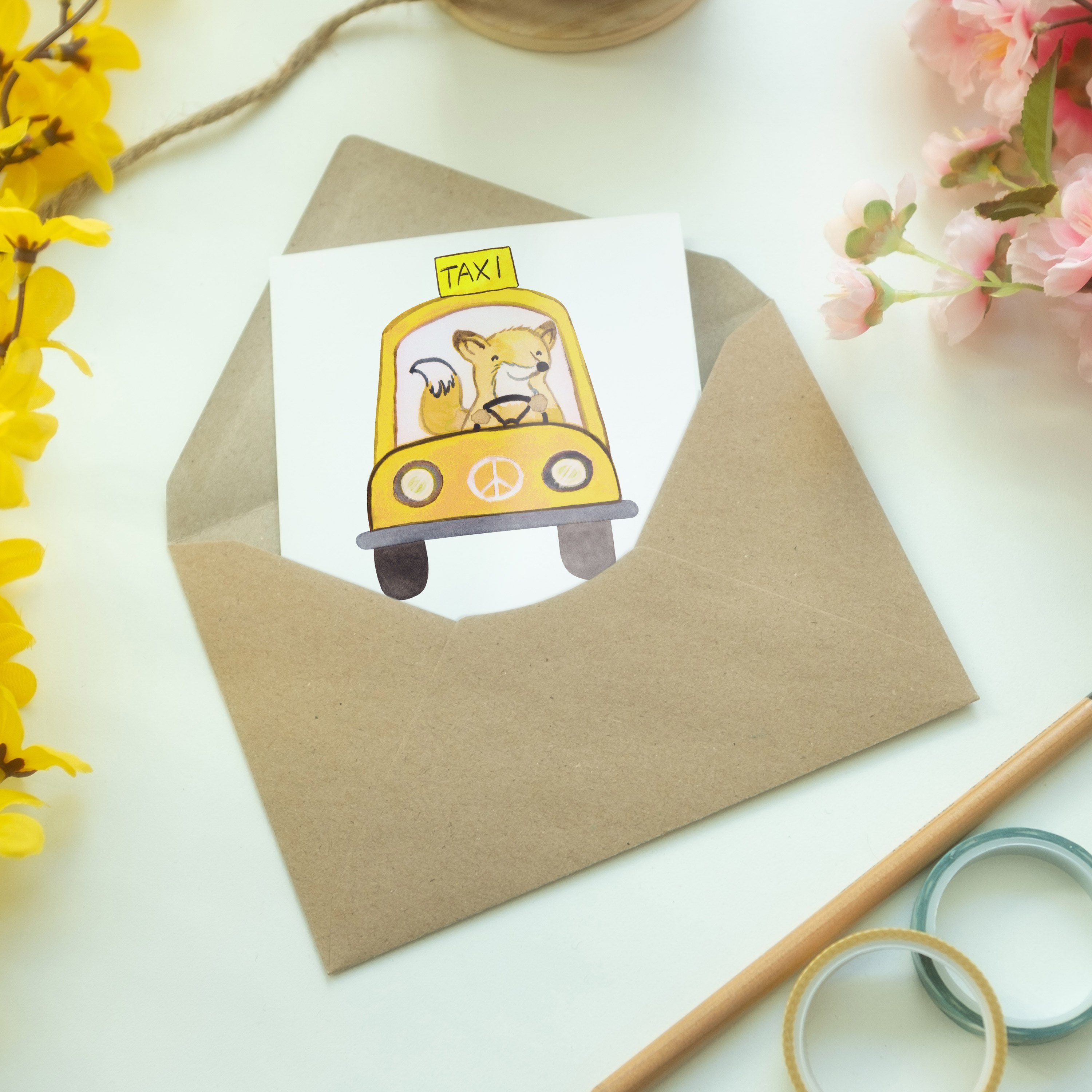 & Mrs. Hochzeitskar Grußkarte mit Weiß Mr. Panda Glückwunschkarte, - Geschenk, Taxifahrer Herz -