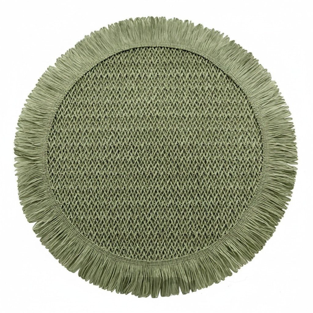 Macosa Home Platzset Tischset 4 Stk. Natur od. Grün 38 cm rund, (4-St., Tischmatte Platzmatte Tischunterlage Platzdeckchen), Papierfaser Platzsets abwischbar Tischdeko