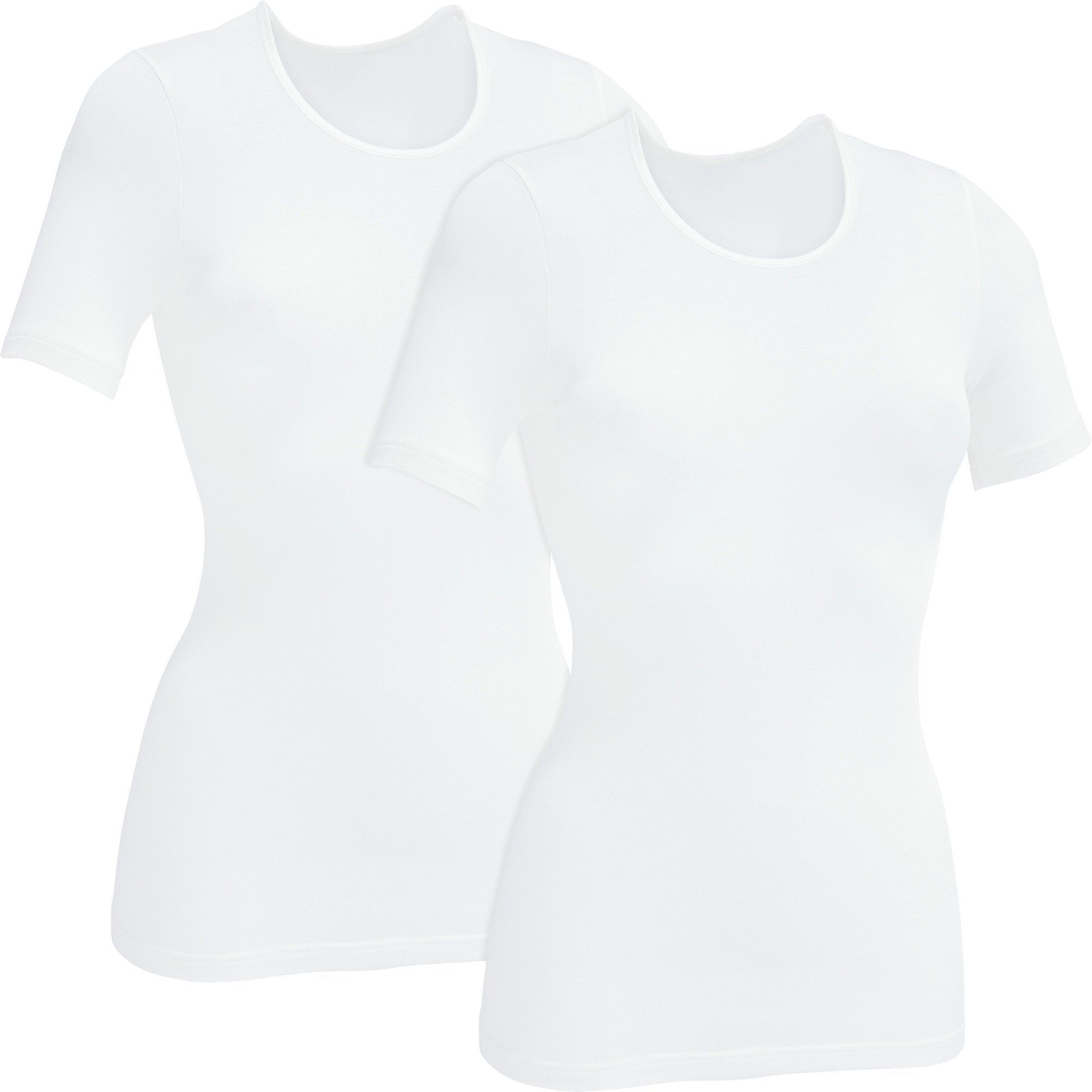Aufsehen zu Erwin Müller T-Shirt Damen-Unterhemd, 1/2-Arm Uni (2-tlg) weiß Modal 2er-Pack