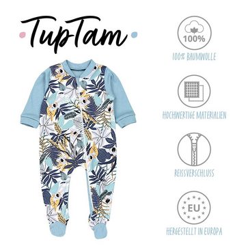 TupTam Schlafoverall Unisex Schlafstrampler Schlafanzug mit Fuß 3er Pack