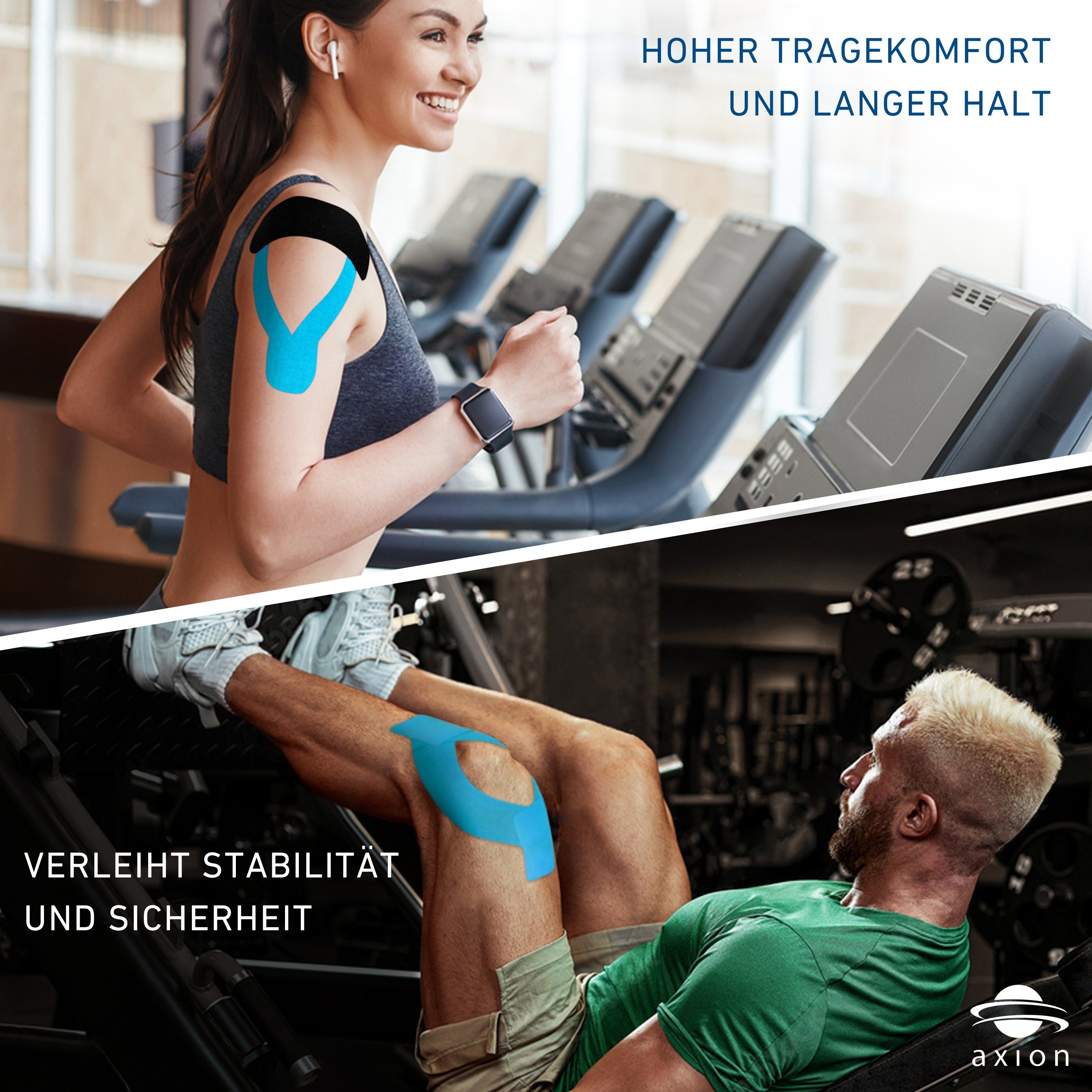 Axion Kinesiologie-Tape PRECUT 6er Mix-Set, je 20 vorgeschnittene Sport Tapes 25 x 5 cm (Set, 6-St) MEDIZINPRODUKT • Wasserfest • hautfreundlich • elastisch – Bild 3 von 5