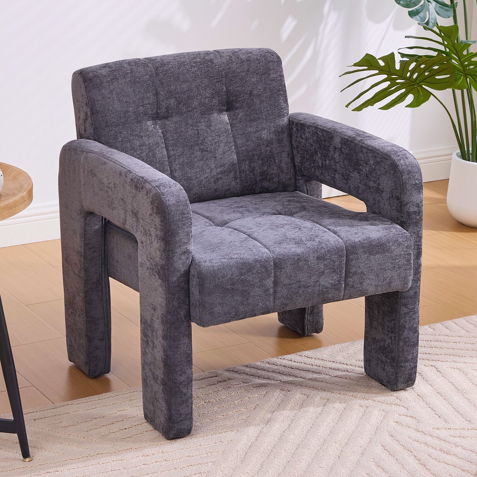 Furnishings Home Sessel Loungesessel Minimalistisch Chenille Skandinavisch Wohnzimmer (1-St., 67,5x69x74,5cm Einzelsessel Für Büro Schlafzimmer), Hautfreundlich Breit Sitzfläche Stabil Bis 230kg Tragkraft