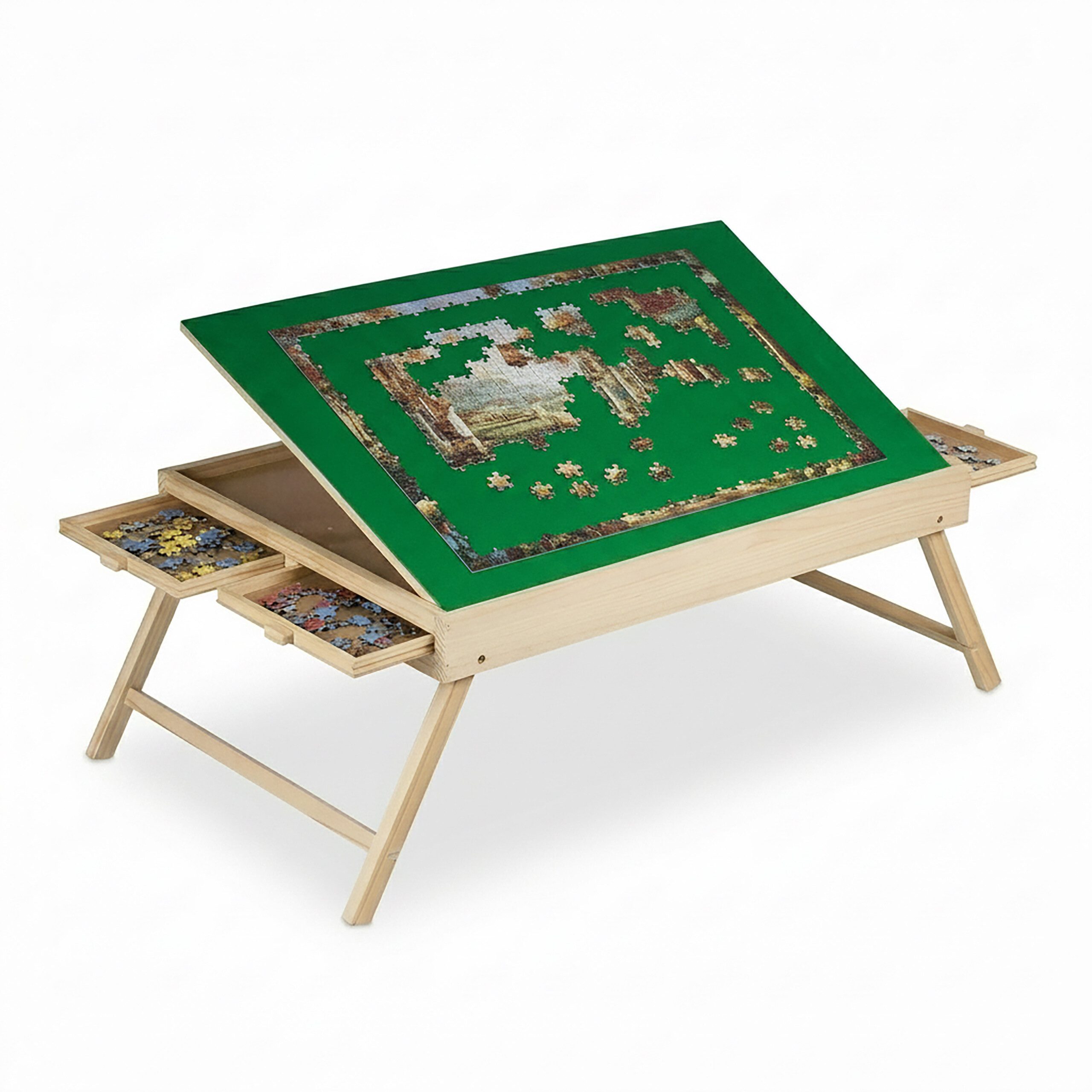 relaxdays Puzzleunterlage Puzzletisch mit 4 Schubladen, (1-tlg)