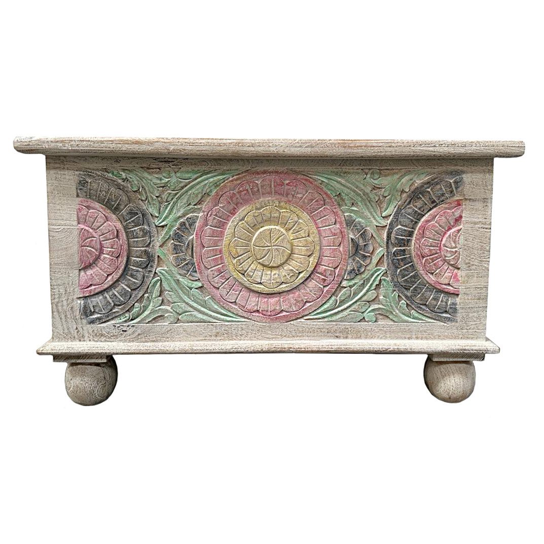 Oriental Galerie Truhe Indische Truhe Schnitzerei weiß 80 cm, Holztruhe, Co günstig online kaufen