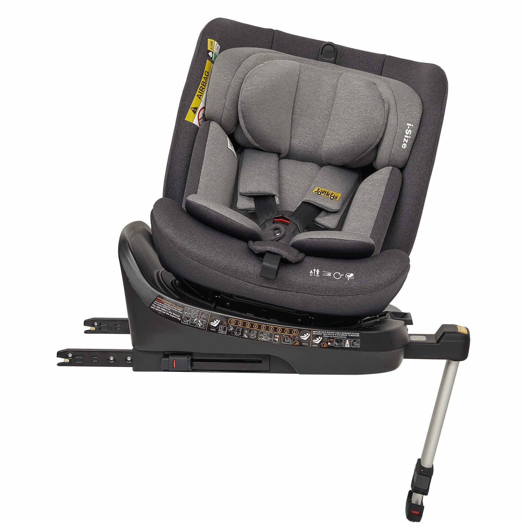 ibettertec Autokindersitz 360° Drehbar Kindersitz mit ISOFIX, i-Size(ab Geburt -12 Jahre), bis: 12, bis: 150 cm, (Baby Autositz Reboarder mit Liegefunktion), & Abnehmbar Vordach
