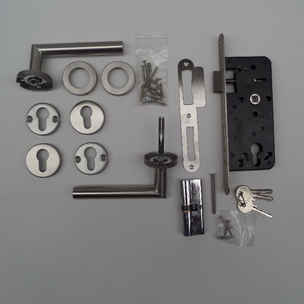 ROG-Gardenline Einsteckschloss Einsteckschloss Gartentür links/rechts Set Edelstahl Griffe Zylinder »Sicherheitsschloss«, Dornmaß 45 mm, rechts / links wechselbar, witterungsbeständig