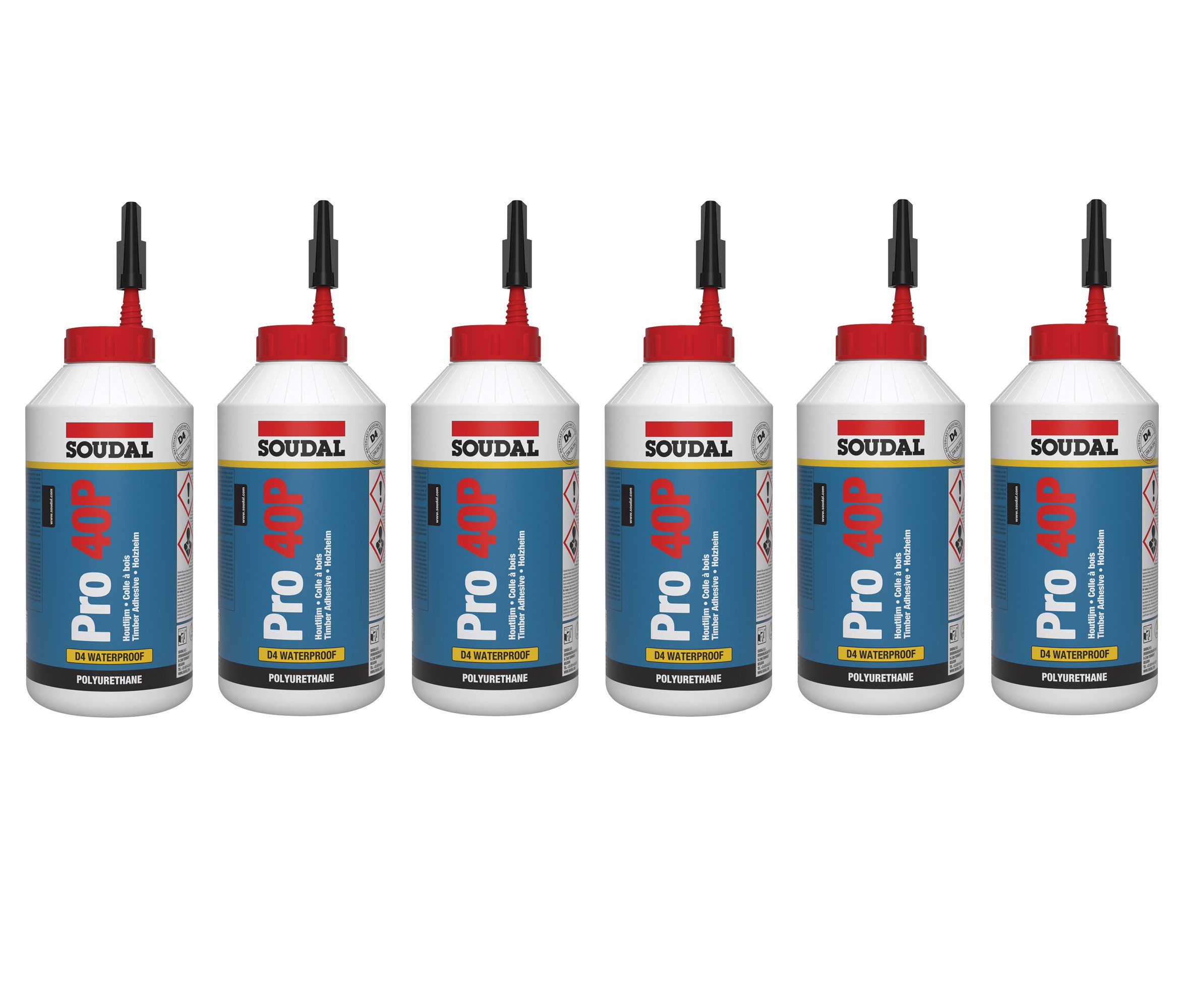 SOUDAL Klebstoff 6x Soudal PRO 40P PU-Holzleim 750 g