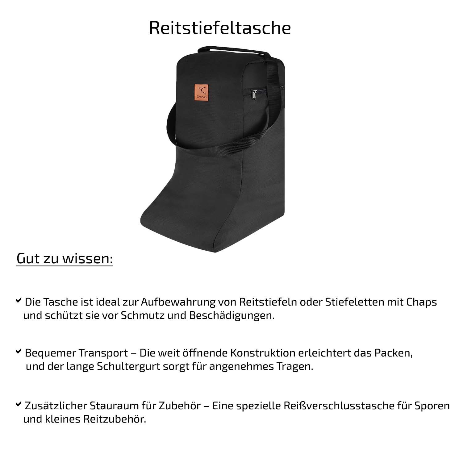 Granori Tragetasche für Reitstiefel, Stiefeletten und Chaps (Stiefeltasche), mit Schultergurt und großer Öffnung zur bequemen Handhabung – Bild 4 von 5