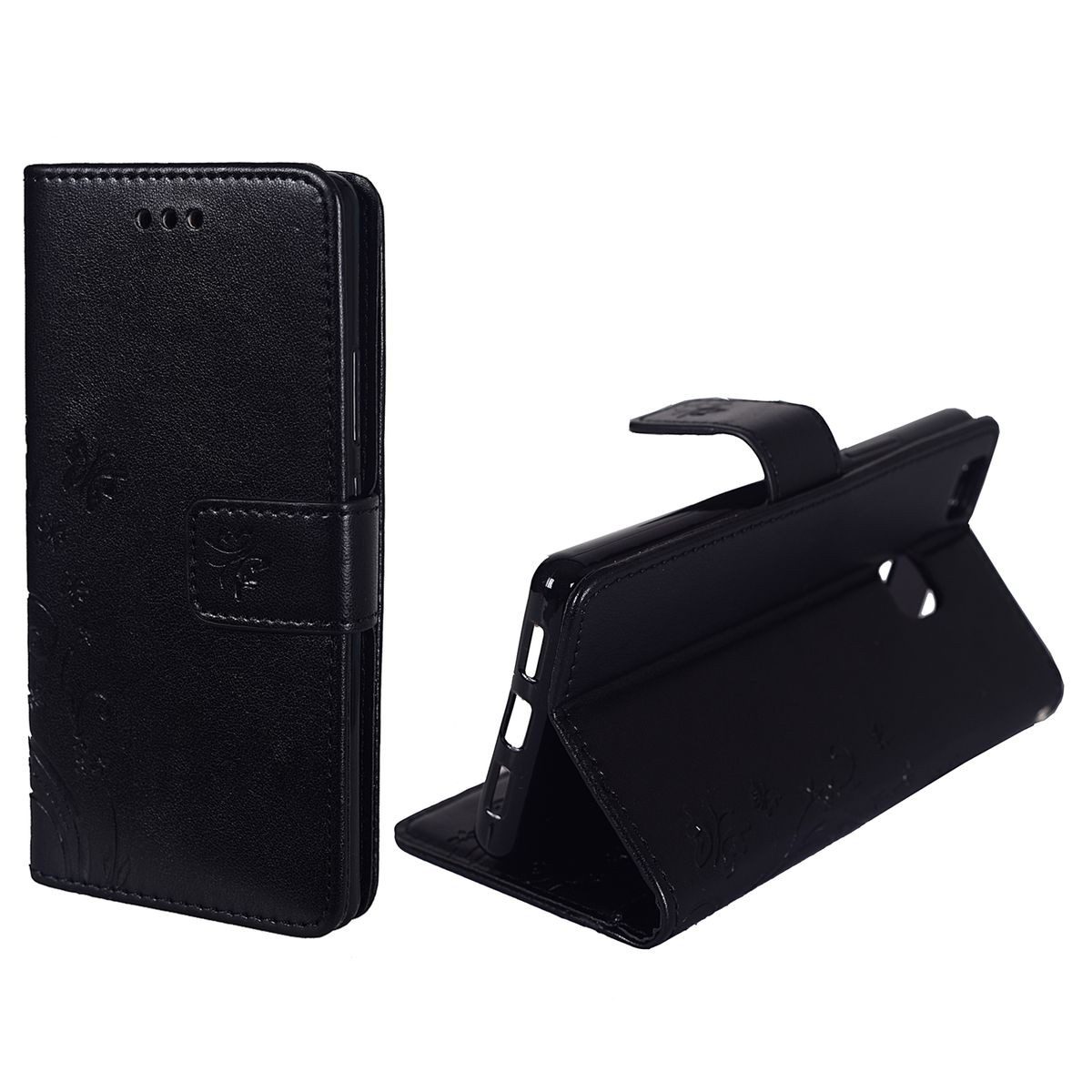 König Design Handyhülle Huawei P9 Lite, Huawei P9 Lite Handyhülle Bookcover Schwarz