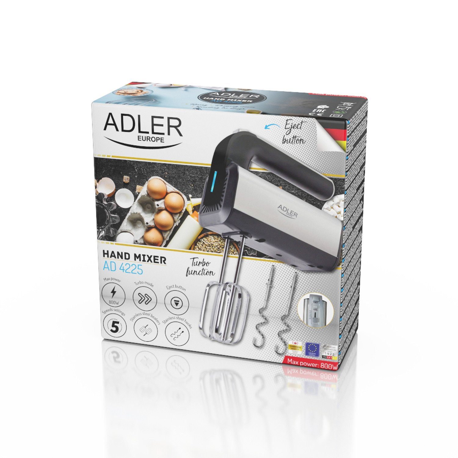 Adler 800,00 AD Küchenmixer Stabmixer Handmixer W, 4225, 5 800W Geschwindigkeiten