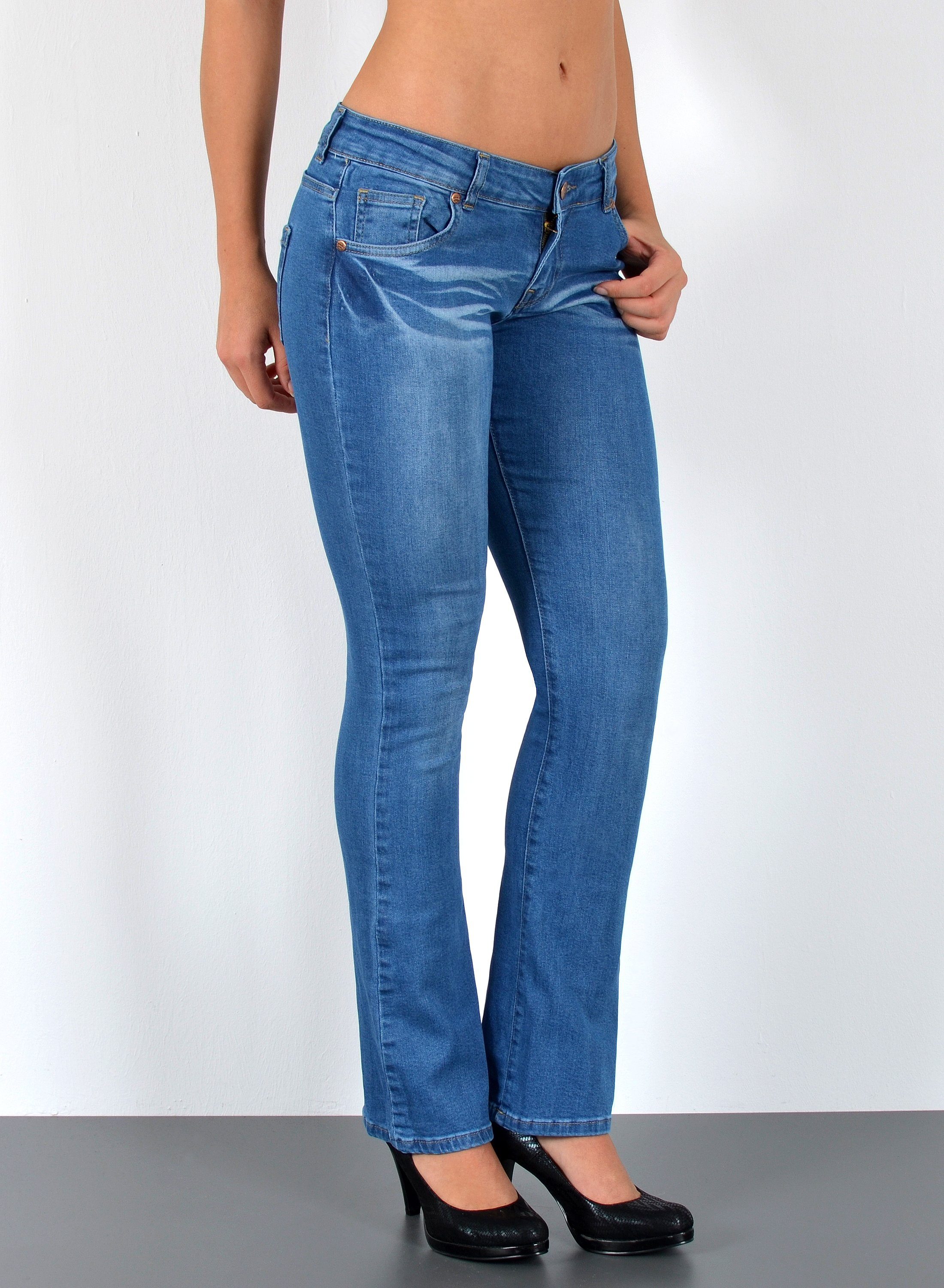 ESRA Bootcut-Jeans Low Waist Jeans Damen Bootcut Stretch Flared Jeans Wide günstig online kaufen