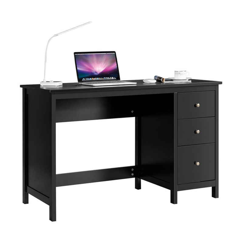 COSTWAY Schreibtisch, mit 3 Schubladen, bis 40 kg, 120 x 50 x 75cm