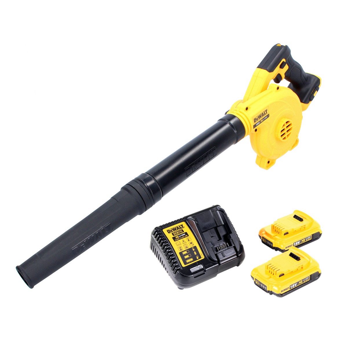 DeWalt Akku-Laubbläser DCV 100 D2 Akku Gebläse / Laubbläser 18 V + 2x Akku 2,0 Ah + Ladegerät