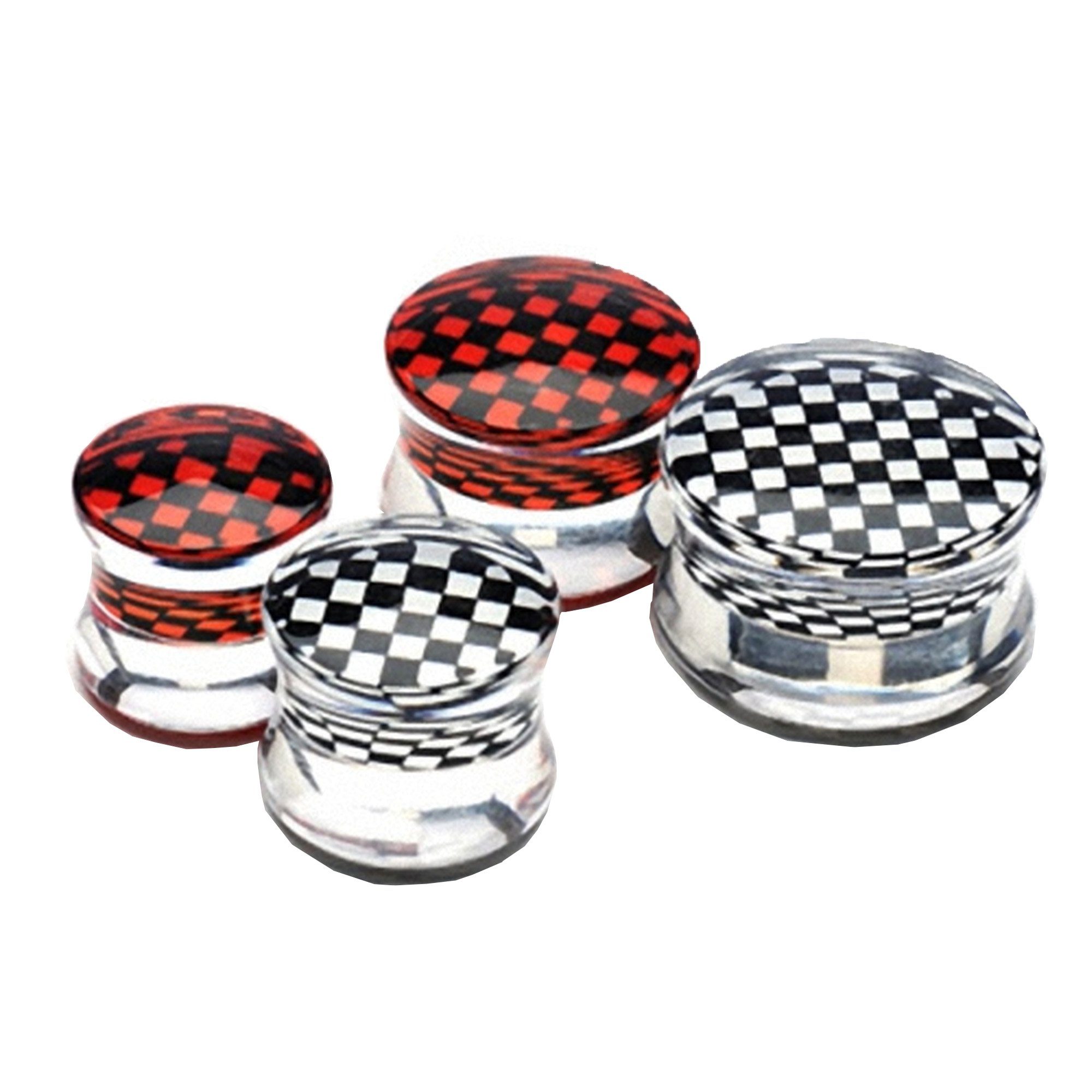Taffstyle Plug Ohrpiercing Saddle Double Flared Karo Inlay, Piercing Körperschmuck Schmuck