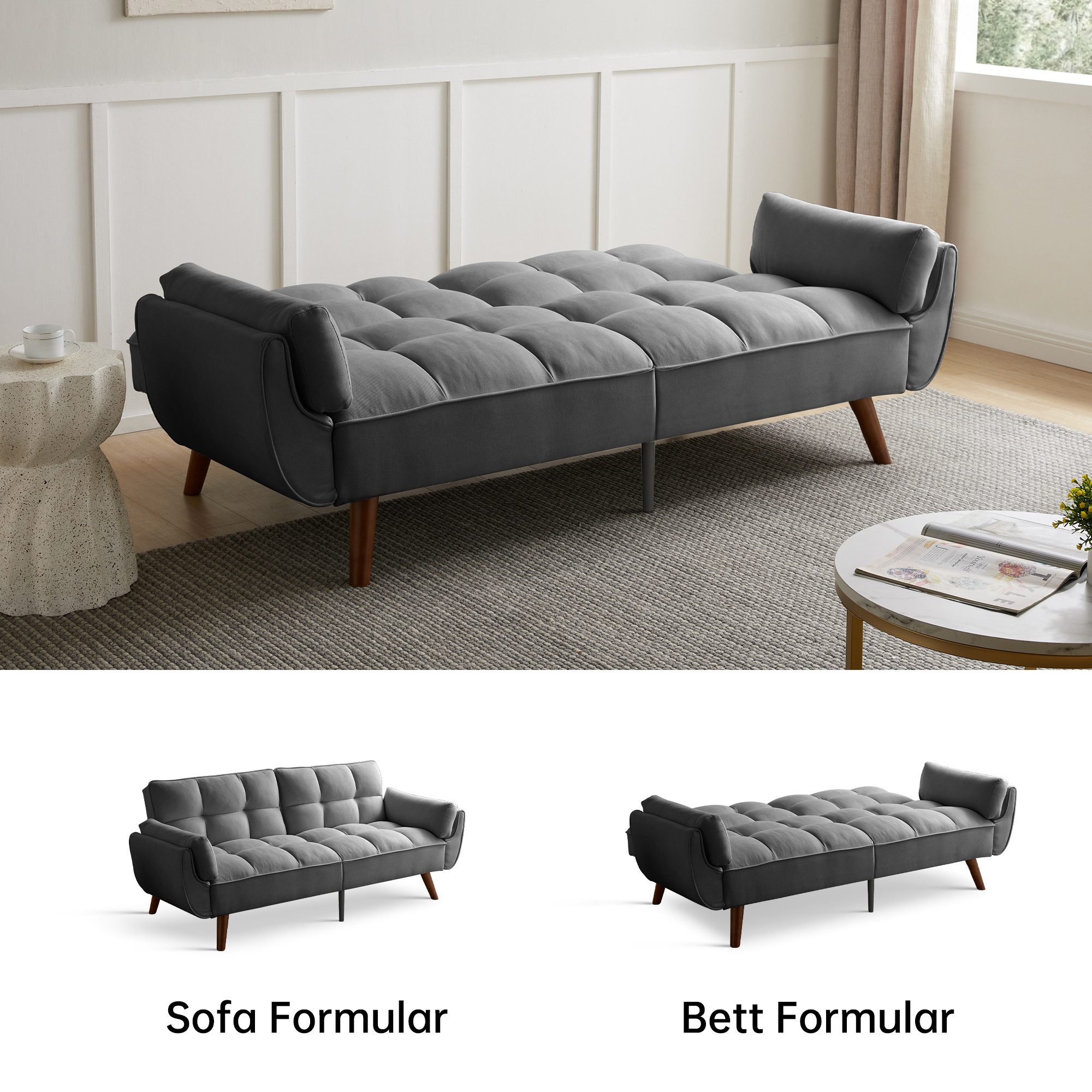Jiexi Sofa Schlafsofa Länge inklusive Armlehnen 170/180/190cm Verstellbare – Bild 5 von 5