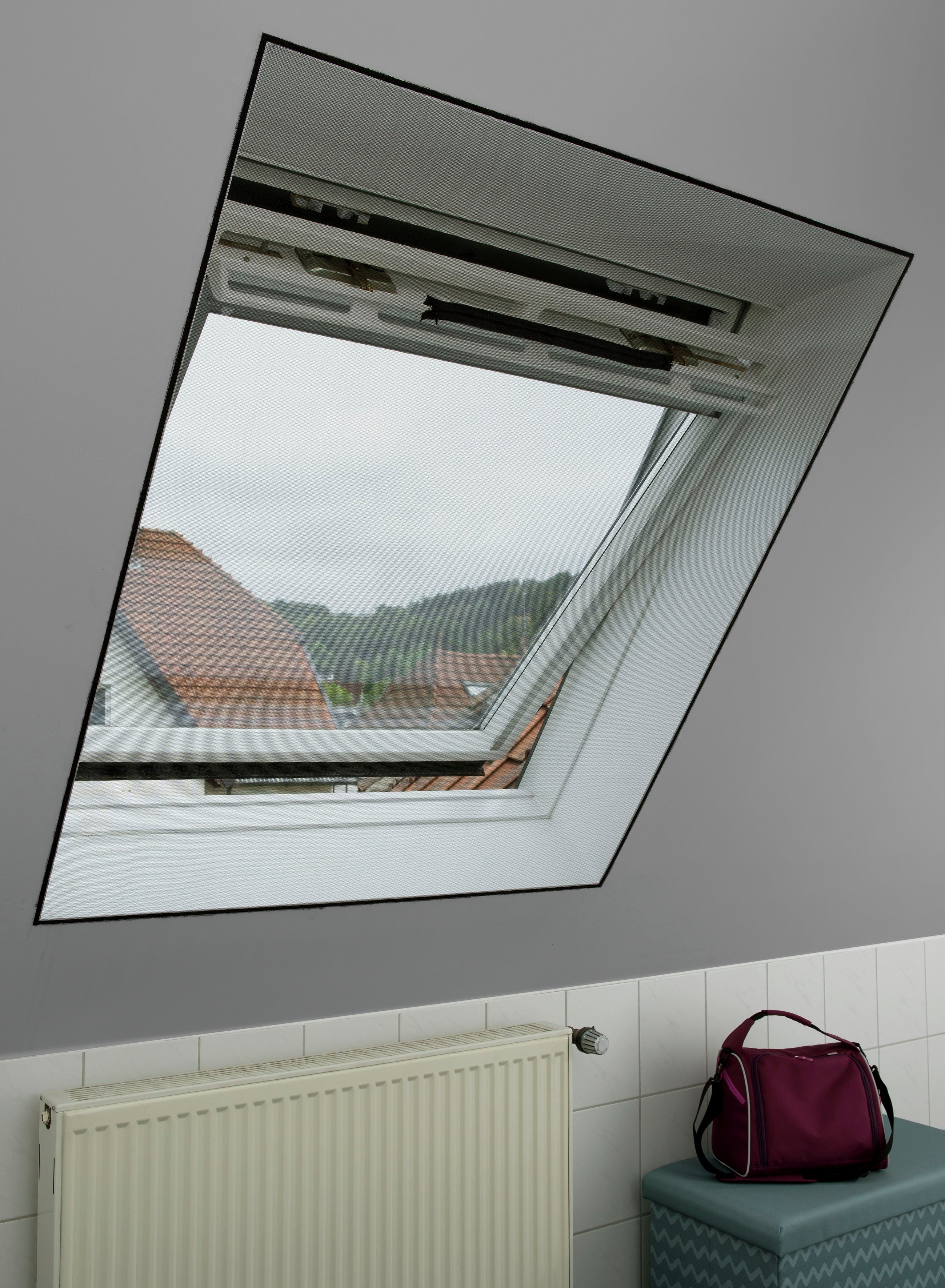 GARDINIA Fliegengitter-Gewebe Insektenschutz Dachfenster Gaze, mit  Reißverschluss für Dachfenster-Griff