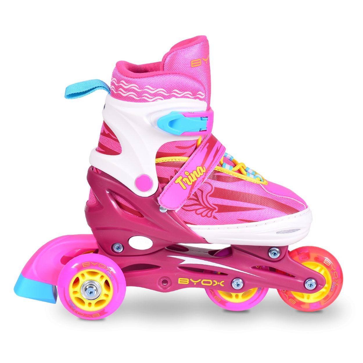Byox Inlineskates Inliner Kinder Trina 3 in 1, Größe L 38-41 verstellbar, PU Rollen, 608ZB Lager