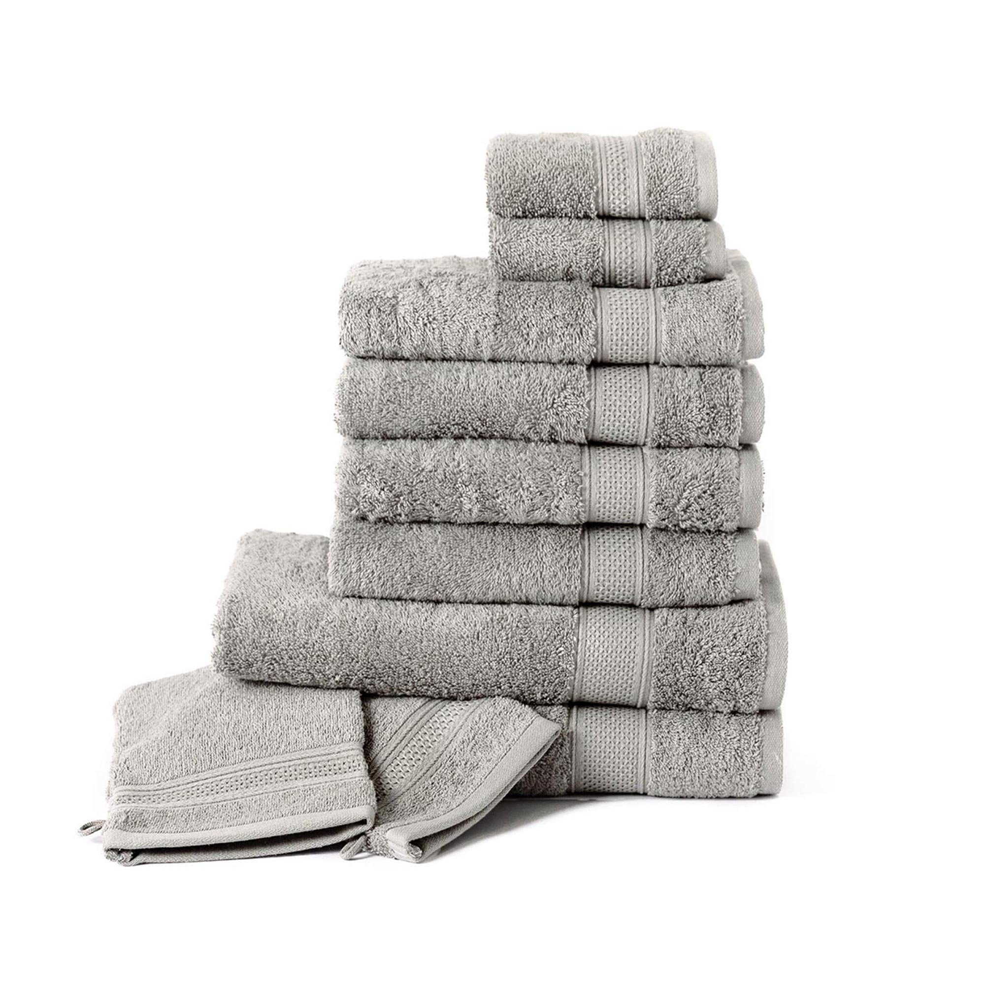Komfortec Duschtücher Set Waschlappen 470 g/m², Gästehandtücher 2x Baumwolle Handtuch, Frottee aus Silber 4x 2x Badetuch, Saugfähig, (10-St), und Schnelltrocknend, %100 2x