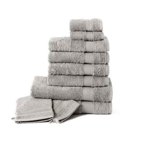 Komfortec Duschtücher Set aus %100 Baumwolle 470 g/m², Saugfähig, Schnelltrocknend, Frottee (10-St), 4x Handtuch, 2x Badetuch, 2x Gästehandtücher und 2x Waschlappen