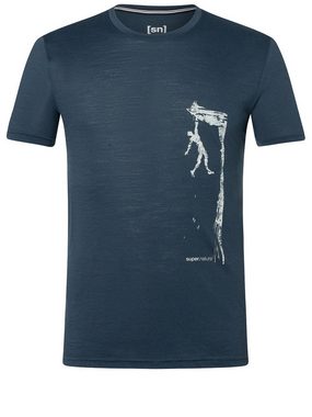 SUPER.NATURAL T-Shirt für Herren, Merino CLIFFHANGER Berg Motiv, atmungsaktiv