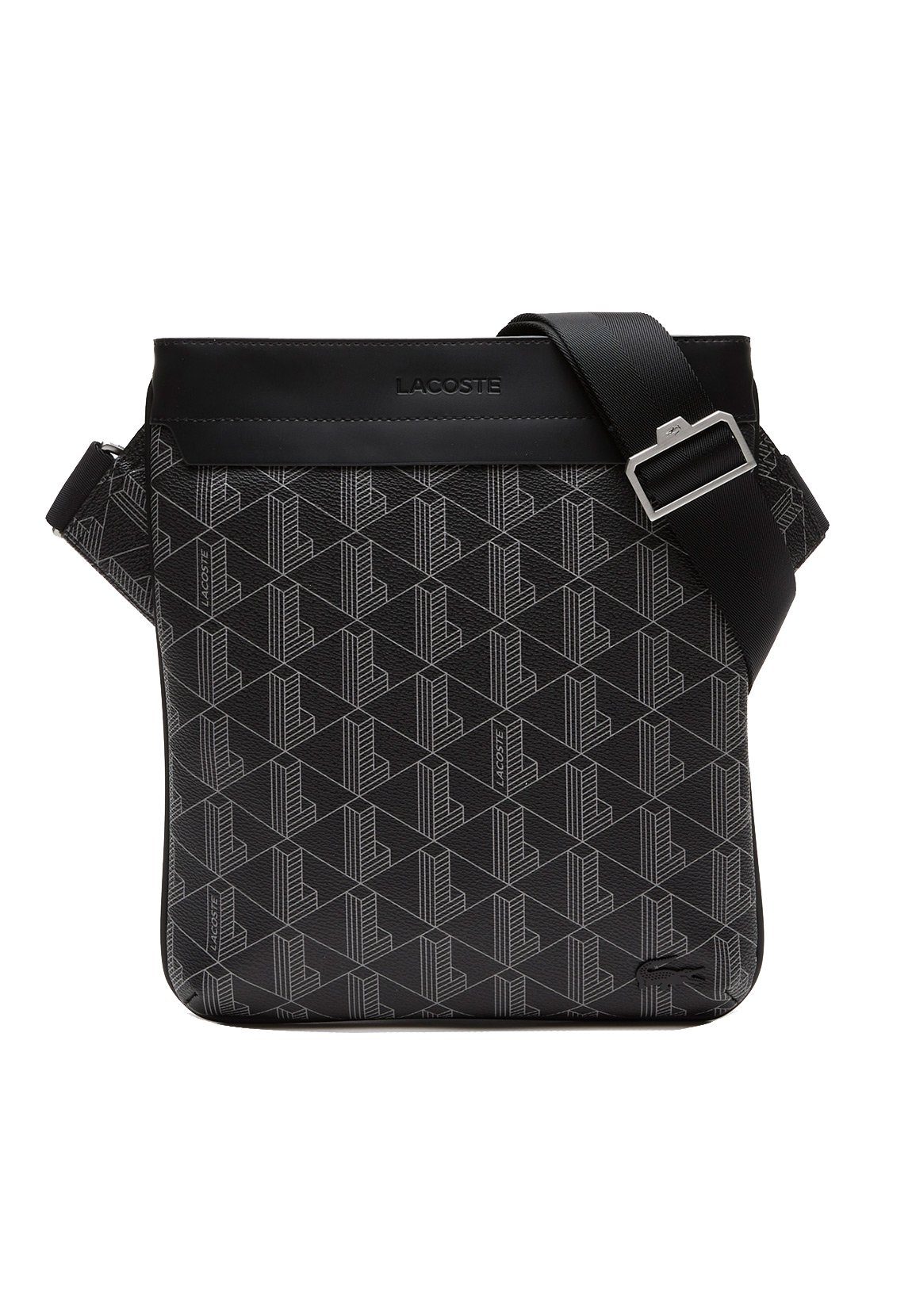 Lacoste Umhängetasche Lacoste Umhängetasche FLAT CROSSOVER BAG NH4260LX Monogram Noir Gris