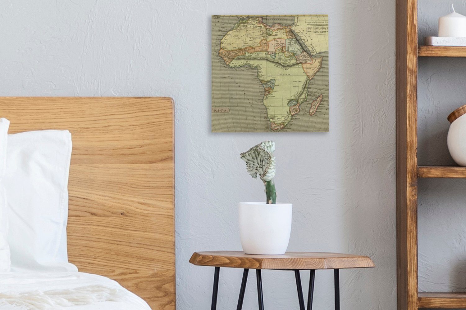 Kontinent Karte - - St), Wohnzimmer OneMillionCanvasses® Leinwandbild - für (1 Afrika Vintage, Leinwand Schlafzimmer Bilder