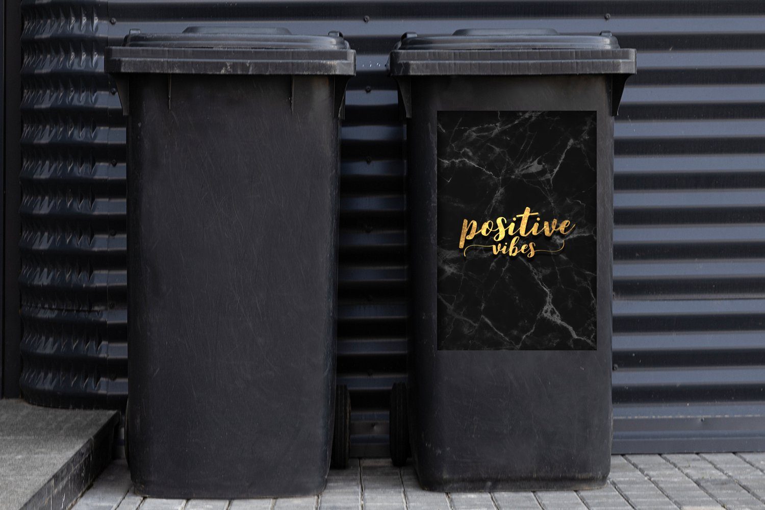 Positiv Mülleimer-aufkleber, - - Wandsticker MuchoWow Gold Zitat - Mülltonne, Sticker, Marmor Container, Abfalbehälter St), (1