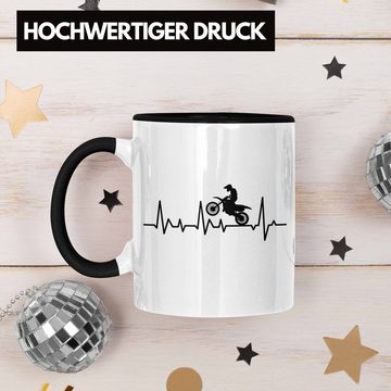 Trendation Tasse Trendation - Dirt Bike Herzschlag Geschenk Grafik Dirtbike Fahrer Geschenkidee